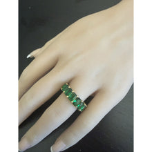 Load image into Gallery viewer, Lab Created Emerald Eternity Ring in 14k Solid Yellow Gold