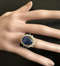 Load image into Gallery viewer, 8.55 Carats Exquisite Natural Blue Sapphire and Diamond 14K Solid Yellow Gold Ring