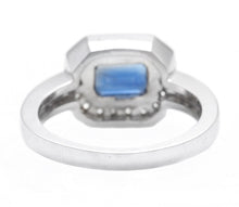 Load image into Gallery viewer, 1.50 Carats Exquisite Natural Blue Sapphire and Diamond 14K Solid White Gold Ring