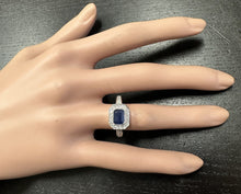 Load image into Gallery viewer, 1.50 Carats Exquisite Natural Blue Sapphire and Diamond 14K Solid White Gold Ring