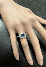 Load image into Gallery viewer, 1.50 Carats Exquisite Natural Blue Sapphire and Diamond 14K Solid White Gold Ring