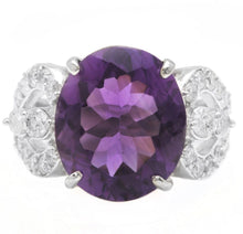Load image into Gallery viewer, 7.50 Carats Natural Amethyst and Diamond 14K Solid White Gold Ring