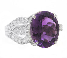 Load image into Gallery viewer, 7.50 Carats Natural Amethyst and Diamond 14K Solid White Gold Ring