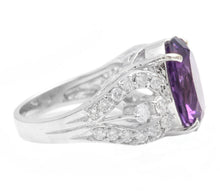 Load image into Gallery viewer, 7.50 Carats Natural Amethyst and Diamond 14K Solid White Gold Ring