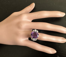 Load image into Gallery viewer, 7.50 Carats Natural Amethyst and Diamond 14K Solid White Gold Ring