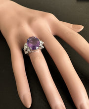 Load image into Gallery viewer, 7.50 Carats Natural Amethyst and Diamond 14K Solid White Gold Ring