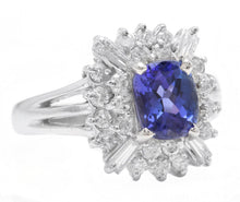 Load image into Gallery viewer, 3.30 Carats Natural Very Nice Looking Tanzanite and Diamond 18K Solid White Gold Ring
