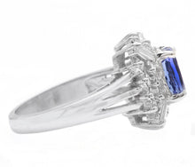 Load image into Gallery viewer, 3.30 Carats Natural Very Nice Looking Tanzanite and Diamond 18K Solid White Gold Ring