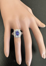 Load image into Gallery viewer, 3.30 Carats Natural Very Nice Looking Tanzanite and Diamond 18K Solid White Gold Ring