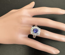 Load image into Gallery viewer, 3.30 Carats Natural Very Nice Looking Tanzanite and Diamond 18K Solid White Gold Ring