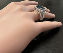 Load image into Gallery viewer, 7.35 Carats Impressive Natural London Blue Topaz and Diamond 14K White Gold Ring