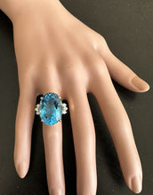 Load image into Gallery viewer, 25.25 Carats Impressive Natural Swiss Blue Topaz and Diamond 14K Solid Yellow Gold Ring