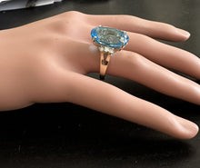 Load image into Gallery viewer, 25.25 Carats Impressive Natural Swiss Blue Topaz and Diamond 14K Solid Yellow Gold Ring