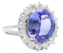 Load image into Gallery viewer, 10.30 Carats Natural Very Nice Looking Tanzanite and Diamond 14K Solid White Gold Ring