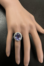 Load image into Gallery viewer, 10.30 Carats Natural Very Nice Looking Tanzanite and Diamond 14K Solid White Gold Ring