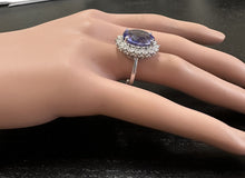 Load image into Gallery viewer, 10.30 Carats Natural Very Nice Looking Tanzanite and Diamond 14K Solid White Gold Ring