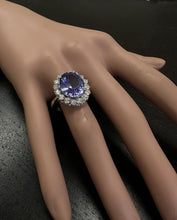 Load image into Gallery viewer, 10.30 Carats Natural Very Nice Looking Tanzanite and Diamond 14K Solid White Gold Ring