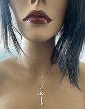 Load image into Gallery viewer, 0.60Ct Stunning 14K Solid White Gold Diamond Key Pendant Necklace