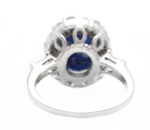 Load image into Gallery viewer, 4.85 Carats Exquisite Natural Blue Sapphire and Diamond 14K Solid White Gold Ring