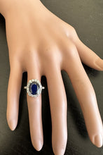 Load image into Gallery viewer, 4.85 Carats Exquisite Natural Blue Sapphire and Diamond 14K Solid White Gold Ring