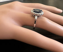 Load image into Gallery viewer, 4.85 Carats Exquisite Natural Blue Sapphire and Diamond 14K Solid White Gold Ring