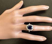Load image into Gallery viewer, 4.85 Carats Exquisite Natural Blue Sapphire and Diamond 14K Solid White Gold Ring