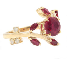 Load image into Gallery viewer, 2.38 Carats Impressive Natural Red Ruby and Diamond 14K Yellow Gold Ring