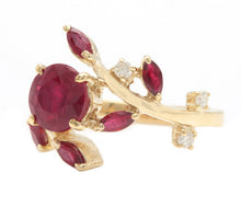 Load image into Gallery viewer, 2.38 Carats Impressive Natural Red Ruby and Diamond 14K Yellow Gold Ring