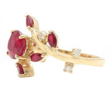 Load image into Gallery viewer, 2.38 Carats Impressive Natural Red Ruby and Diamond 14K Yellow Gold Ring