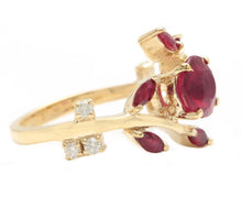 Load image into Gallery viewer, 2.38 Carats Impressive Natural Red Ruby and Diamond 14K Yellow Gold Ring