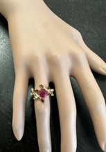 Load image into Gallery viewer, 2.38 Carats Impressive Natural Red Ruby and Diamond 14K Yellow Gold Ring