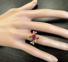 Load image into Gallery viewer, 2.38 Carats Impressive Natural Red Ruby and Diamond 14K Yellow Gold Ring