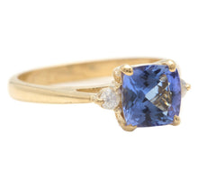 Load image into Gallery viewer, 1.30 Carats Natural Very Nice Looking Tanzanite and Diamond 14K Solid Yellow Gold Ring