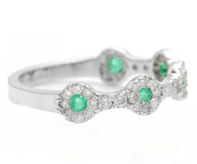 Load image into Gallery viewer, 0.50 Carats Natural Emerald and Diamond 14K Solid White Gold Band Ring