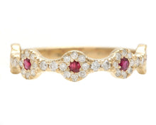Load image into Gallery viewer, 0.50 Carats Natural Ruby and Diamond 14K Solid Yellow Gold Band Ring