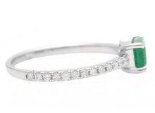 Load image into Gallery viewer, 1.10 Carats Natural Emerald and Diamond 14K Solid White Gold Ring