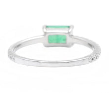 Load image into Gallery viewer, 1.10 Carats Natural Emerald and Diamond 14K Solid White Gold Ring
