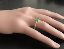 Load image into Gallery viewer, 1.10 Carats Natural Emerald and Diamond 14K Solid White Gold Ring