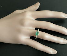 Load image into Gallery viewer, 1.10 Carats Natural Emerald and Diamond 14K Solid White Gold Ring
