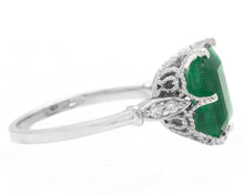 Load image into Gallery viewer, 3.38 Carats Natural Emerald and Diamond 14K Solid White Gold Ring