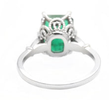 Load image into Gallery viewer, 3.38 Carats Natural Emerald and Diamond 14K Solid White Gold Ring