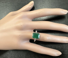 Load image into Gallery viewer, 3.38 Carats Natural Emerald and Diamond 14K Solid White Gold Ring