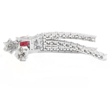 Load image into Gallery viewer, Exquisite 3.80 Carats Natural Red Ruby and Diamond 14K Solid White Gold Dangling Earrings