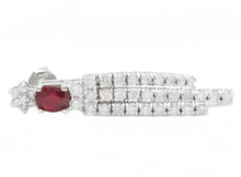 Load image into Gallery viewer, Exquisite 3.80 Carats Natural Red Ruby and Diamond 14K Solid White Gold Dangling Earrings