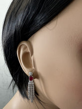 Load image into Gallery viewer, Exquisite 3.80 Carats Natural Red Ruby and Diamond 14K Solid White Gold Dangling Earrings