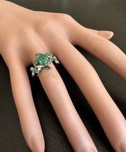 Load image into Gallery viewer, 2.00 Carats Impressive Natural Emerald and Diamond 14K White Gold Ring