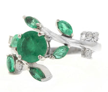 Load image into Gallery viewer, 2.00 Carats Impressive Natural Emerald and Diamond 14K White Gold Ring