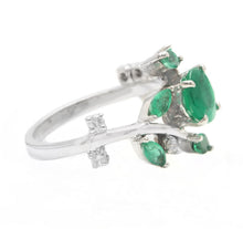 Load image into Gallery viewer, 2.00 Carats Impressive Natural Emerald and Diamond 14K White Gold Ring