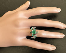 Load image into Gallery viewer, 2.00 Carats Impressive Natural Emerald and Diamond 14K White Gold Ring
