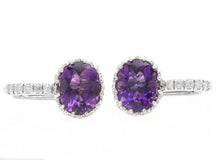 Load image into Gallery viewer, Exquisite 3.65 Carats Natural Amethyst and Diamond 14K Solid White Gold Earrings